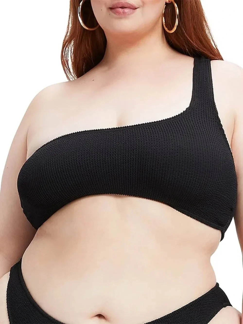 Good American One Shoulder Bikini Top